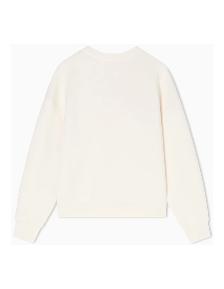 White Editon Logo Patch Sweatshirt in Ecru image 2