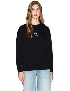 Icon Embroidered Logo Sweatshirt in Black