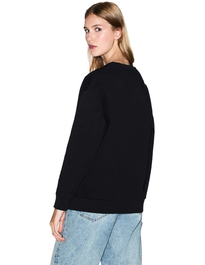 Icon Embroidered Logo Sweatshirt in Black image 2