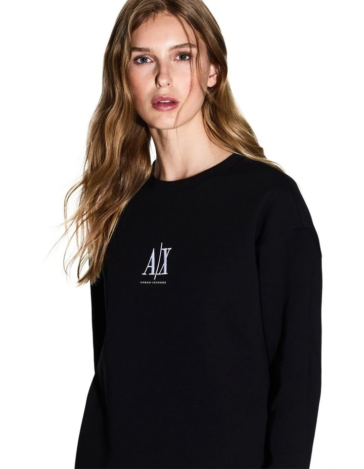 Icon Embroidered Logo Sweatshirt in Black image 3