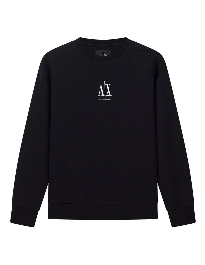 Icon Embroidered Logo Sweatshirt in Black image 5
