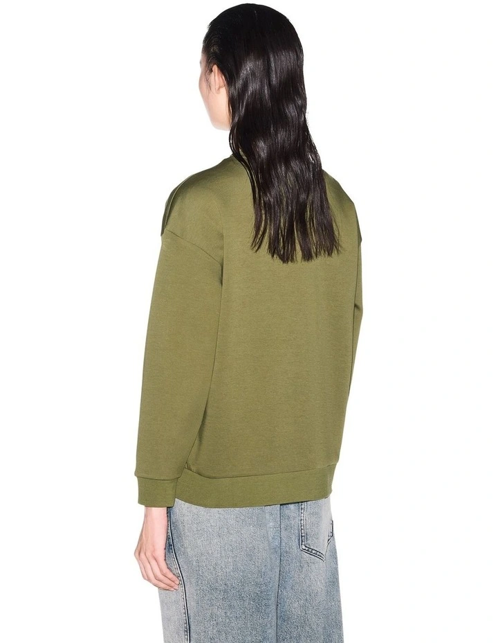 Icon Embroidered Logo Sweatshirt in Khaki image 2