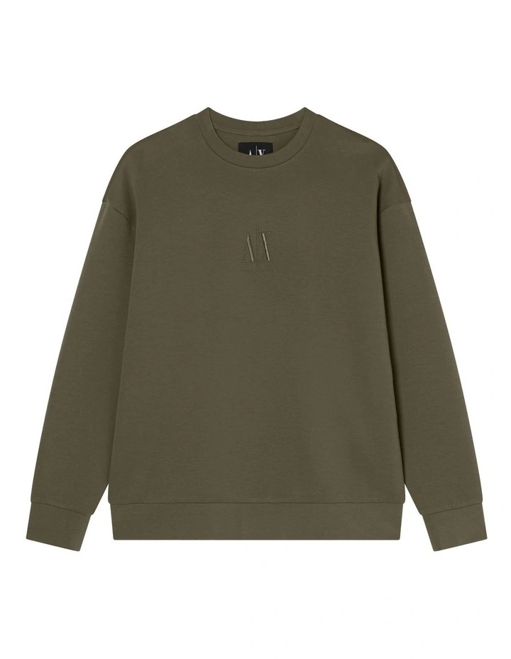 Icon Embroidered Logo Sweatshirt in Khaki image 5