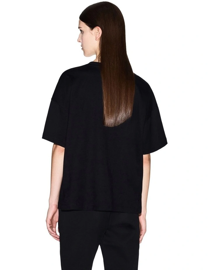 Icon Embroidered Logo Boxy T-Shirt in Black image 2