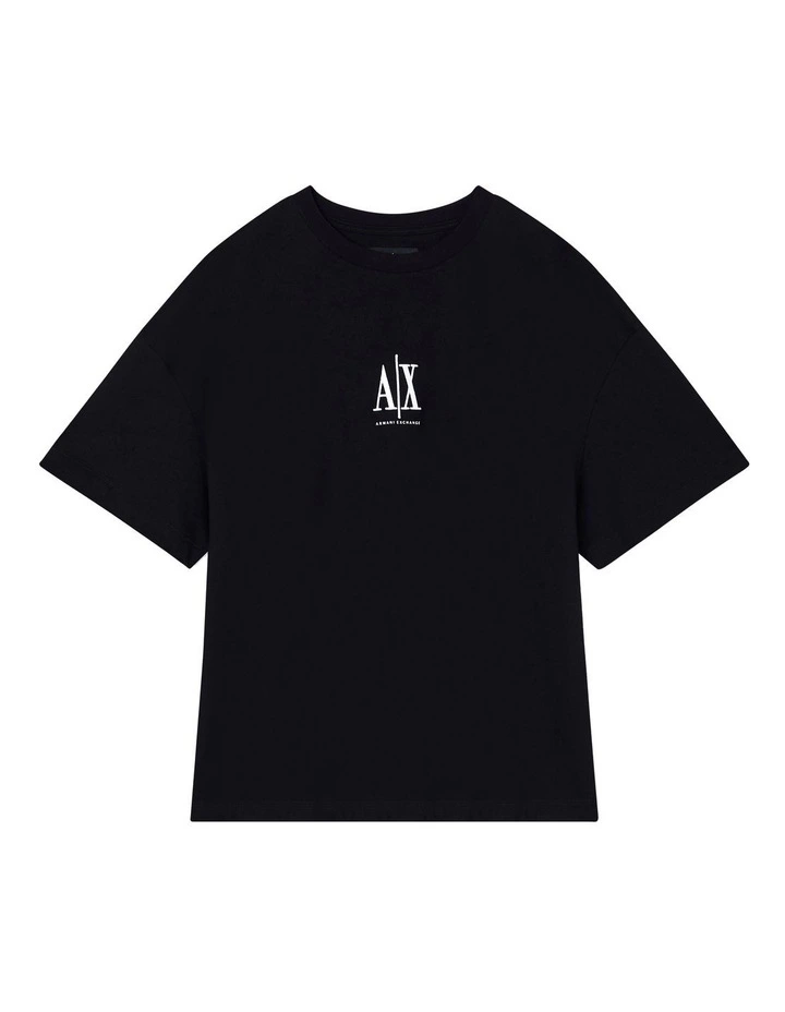 Icon Embroidered Logo Boxy T-Shirt in Black image 5