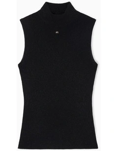 Salin De Giraud Ribbed Knit Top in Black