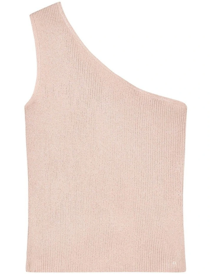 Salin De Giraud Ribbed Knit One Shoulder Top in Cream image 5