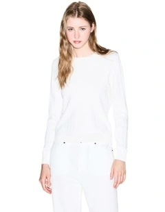 Essential Knit Logo Pullover in White