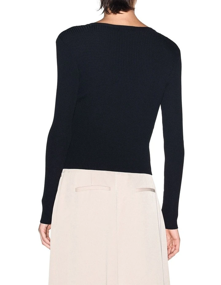 Salt Lake Fitted Knit Cardigan in Black image 2