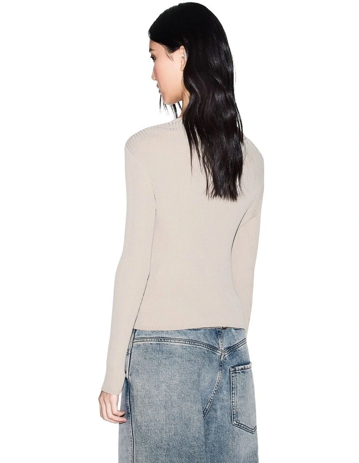 Salt Lake Fitted Knit Cardigan in Tan image 2