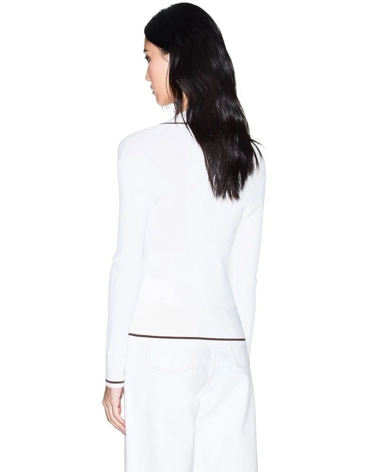 Salt Lake V Neck Knit Jumper in Ecru image 2
