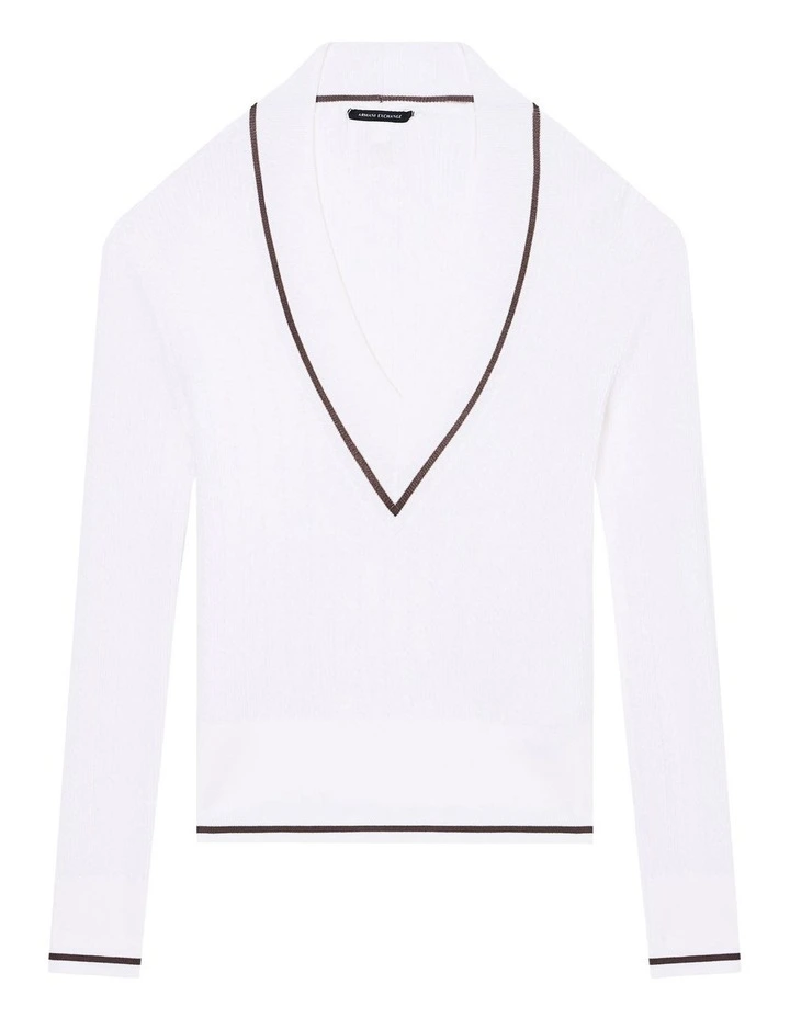 Salt Lake V Neck Knit Jumper in Ecru image 5