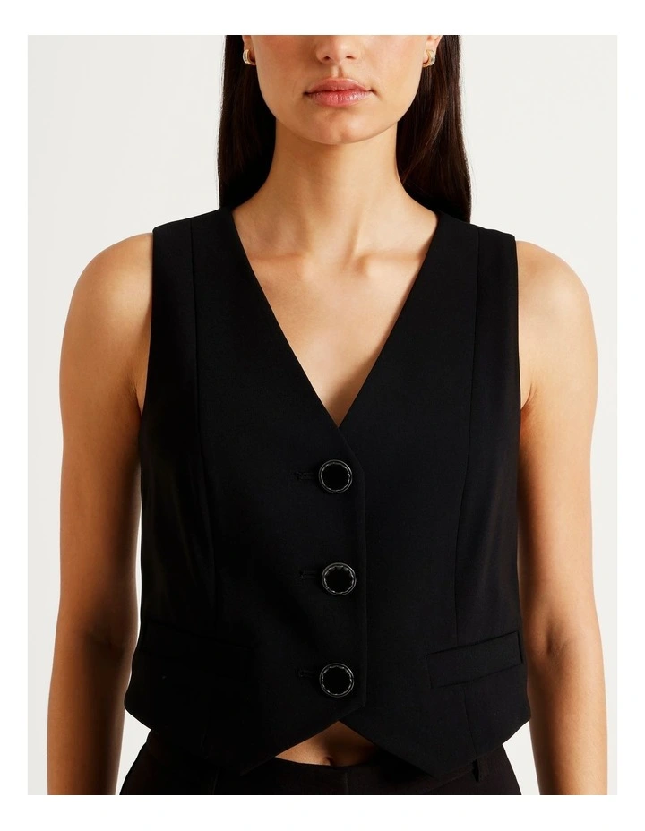 Urban Tailoring Crepe Vest in Black image 3