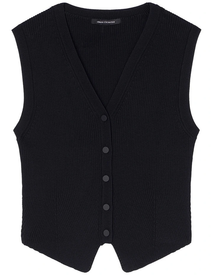 Salin De Giraud Ribbed Knit Vest in Black image 1