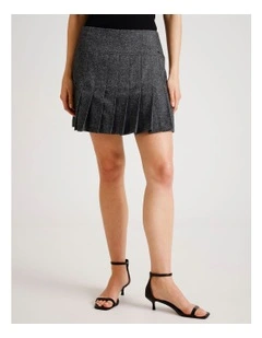 Urban Tailoring Twill High Waist Pleated Skirt in Grey/Black
