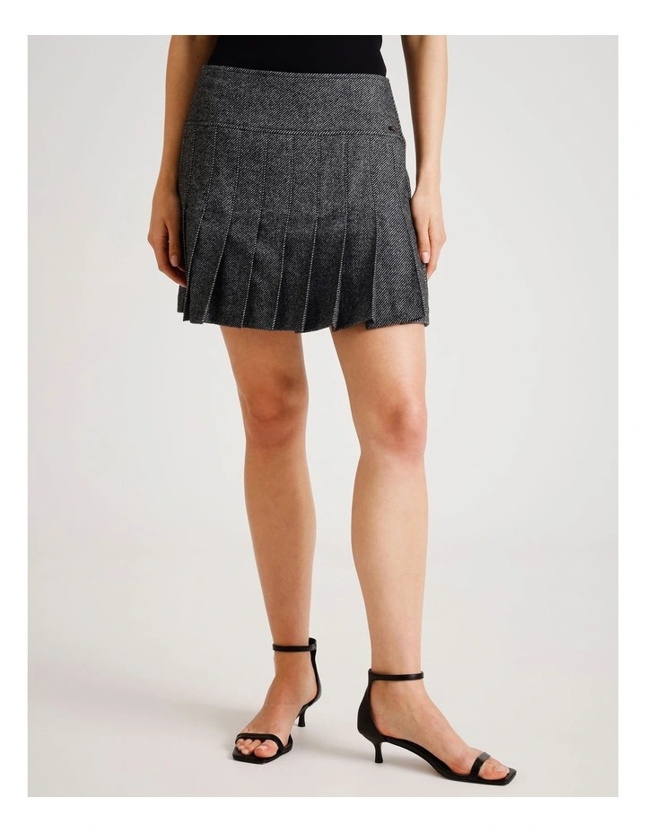 Urban Tailoring Twill High Waist Pleated Skirt in Grey/Black image 1
