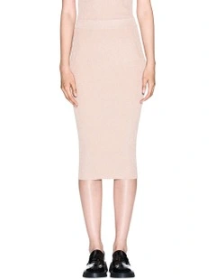 Salin De Giraud Ribbed Knit Midi Skirt in Cream