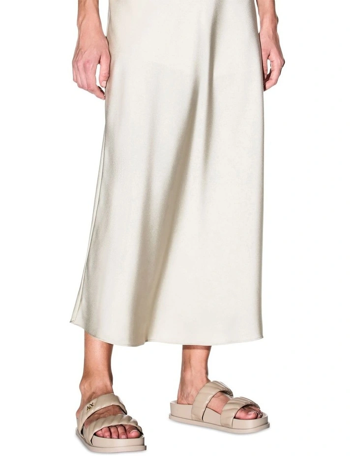 Essential Satin Slip Skirt in Cream image 3