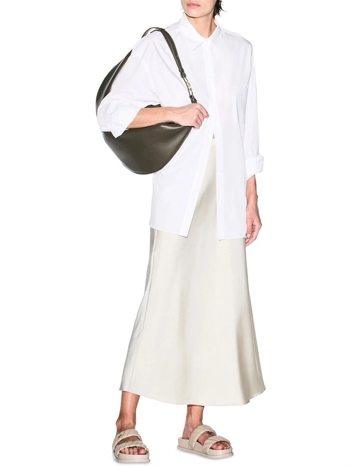 Essential Satin Slip Skirt in Cream image 4