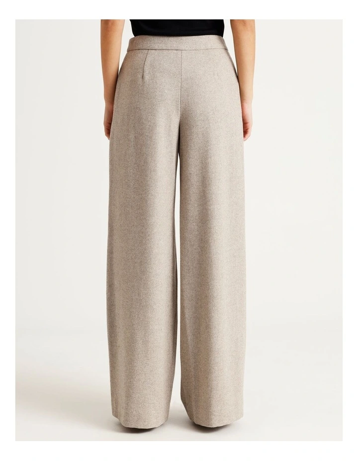 Urban Tailoring Twill Hi Rise Pleated Trouser in Cream image 2