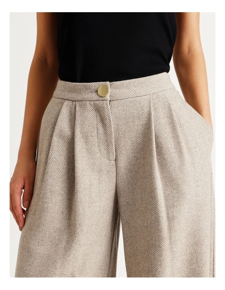 Urban Tailoring Twill Hi Rise Pleated Trouser in Cream image 4