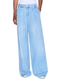 Wide Leg Trouser in Light Blue Denim