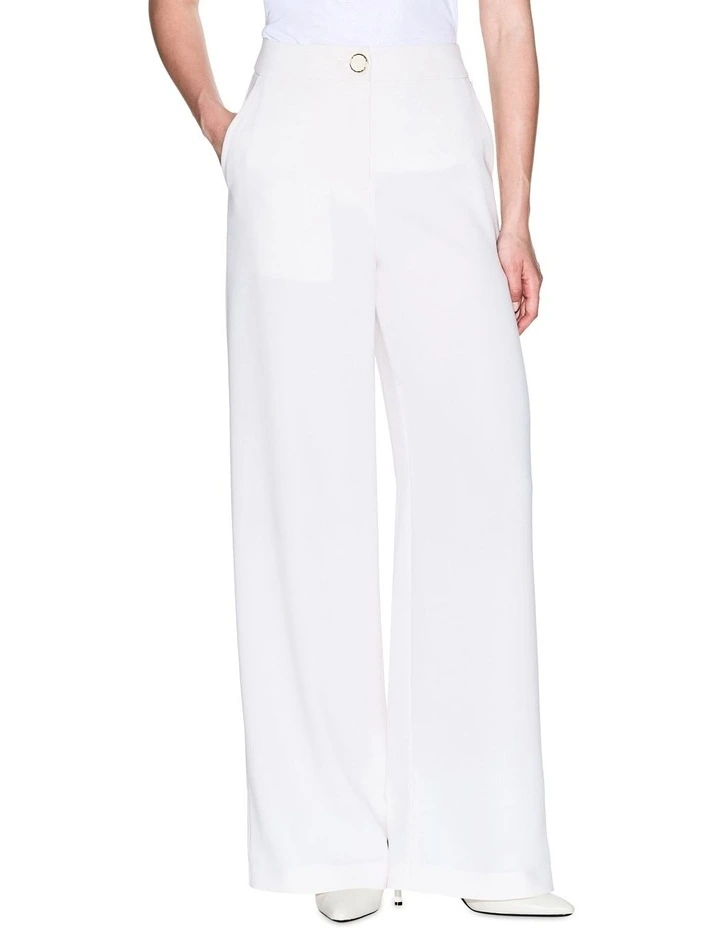 Gold Button Trouser in Cream image 1