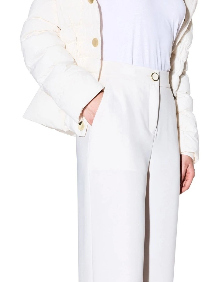 Gold Button Trouser in Cream image 4