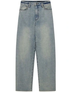 Hi-Rise Relaxed Fit indigo Denim in Blue Denim