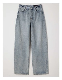 Hi-Rise Relaxed Fit indigo Denim in Blue Denim