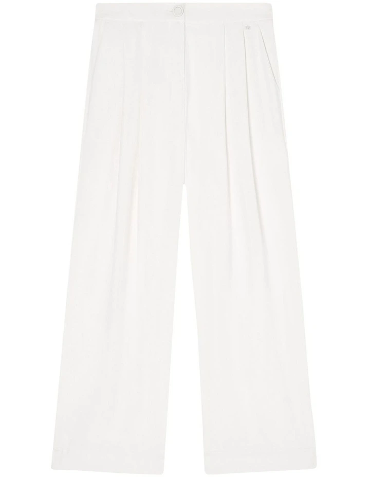 Salin De Giraud Zip Back Pocket Pleated Trouser in White image 2