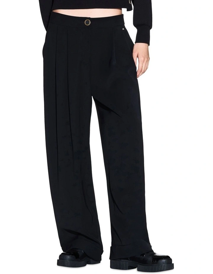 Salin De Giraud Zip Back Pocket Pleated Trouser in Black image 3