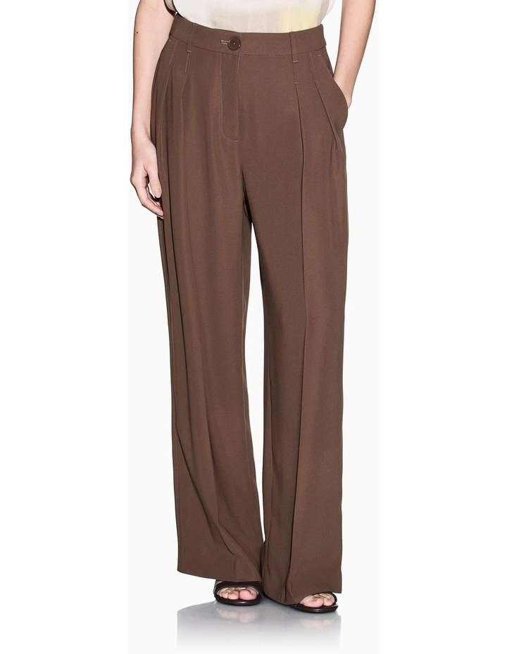 Salt Lake Pleated Trouser in Brown image 1