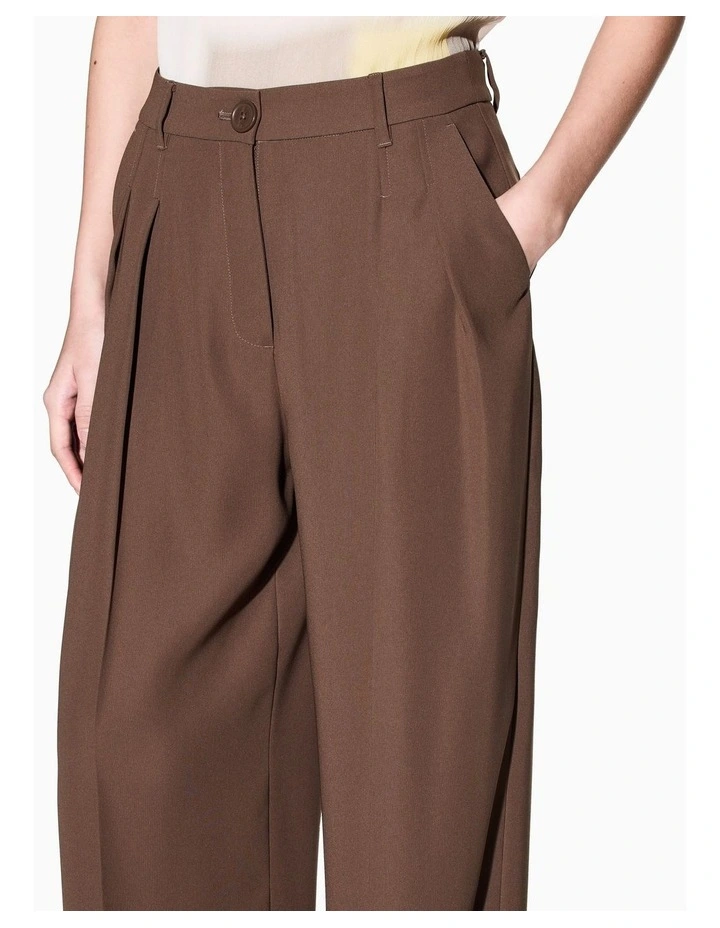 Salt Lake Pleated Trouser in Brown image 3