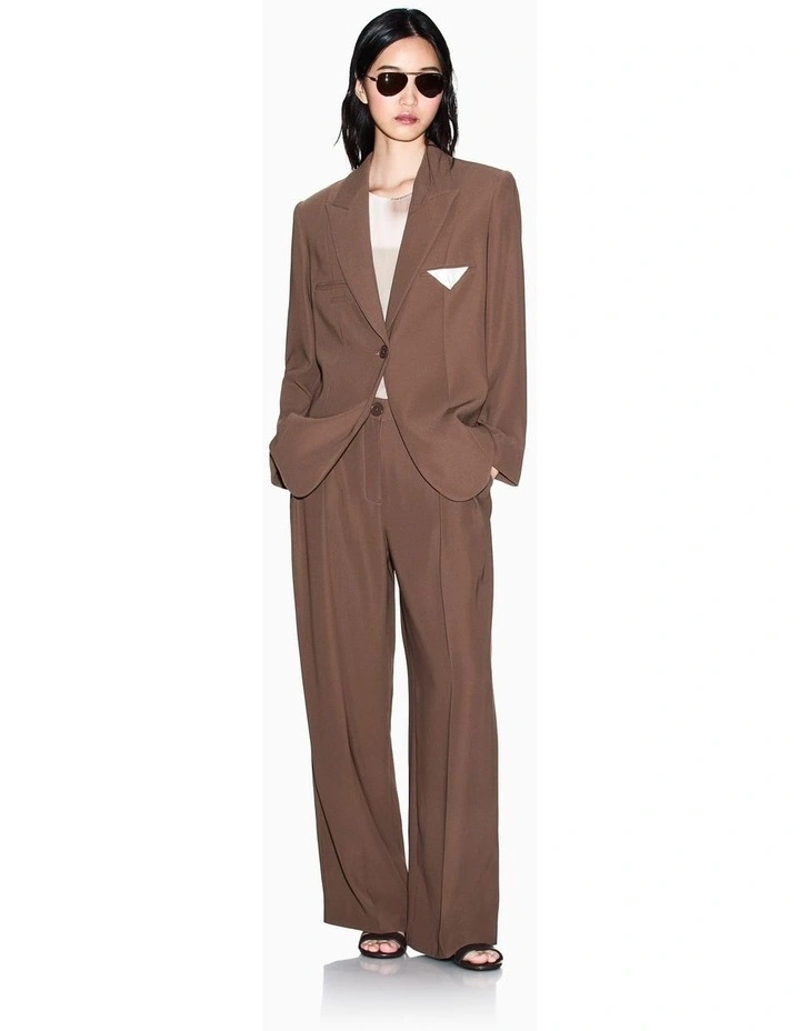 Salt Lake Pleated Trouser in Brown image 4