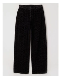 Hi-Rise Relaxed Fit Jacquard Logo Denim in Black