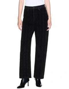 Hi-Rise Relaxed Fit Jacquard Logo Denim in Black