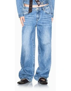 Modern Drama Brown Pocket Low Rise Relaxed Denim