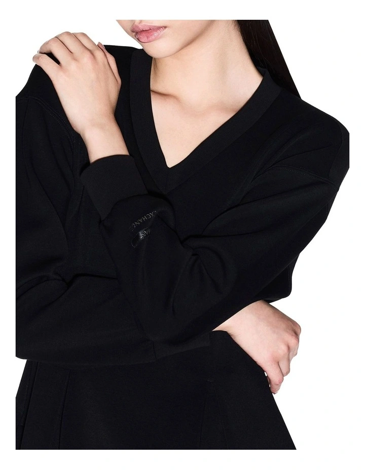 Long Sleeve Mini Dress in Black image 3