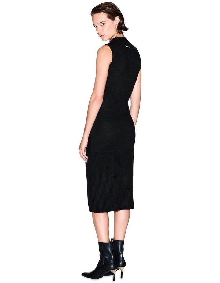 Fitted Midi Dress in Black image 2