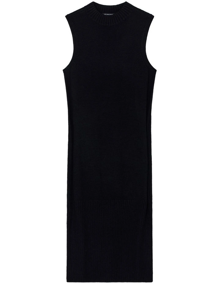 Fitted Midi Dress in Black image 4