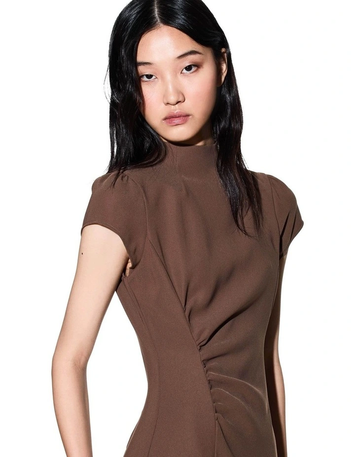 Salt Lake Short Sleeve Midi Dress in Brown image 3