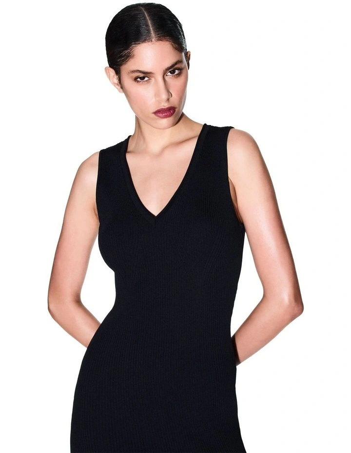 Salt Lake Knitted Midi Dress in Black image 3