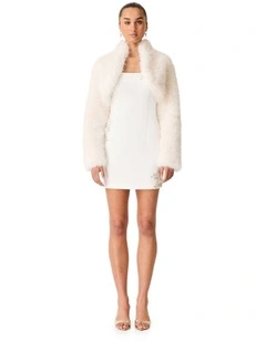 Lucyna Faux Fur Cropped Jacket in White