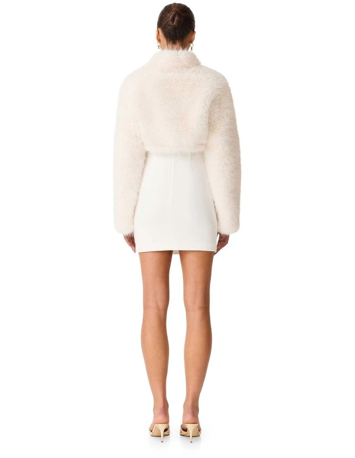 Lucyna Faux Fur Cropped Jacket in White image 2