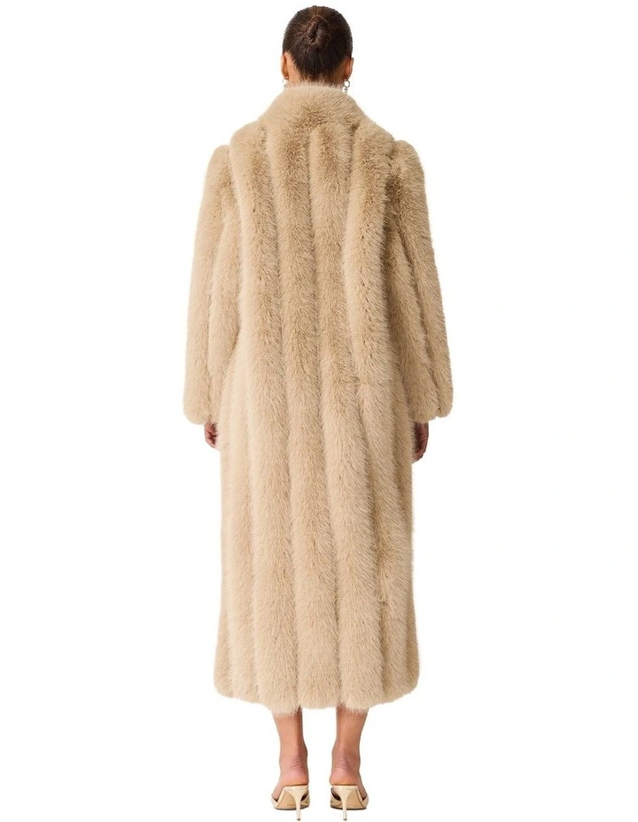 Faux Fur Maxi Coat in Beige image 2