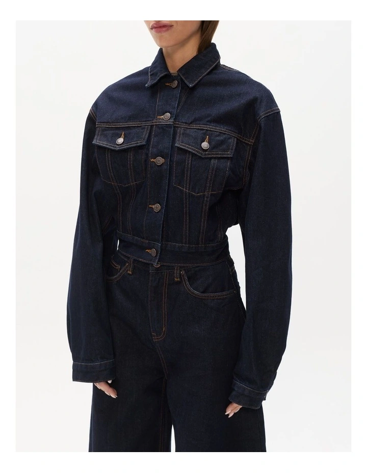 Laine Denim Jacket in Dark Indigo image 5