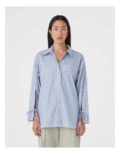 Blair Shirt in Blue Taupe Stripe