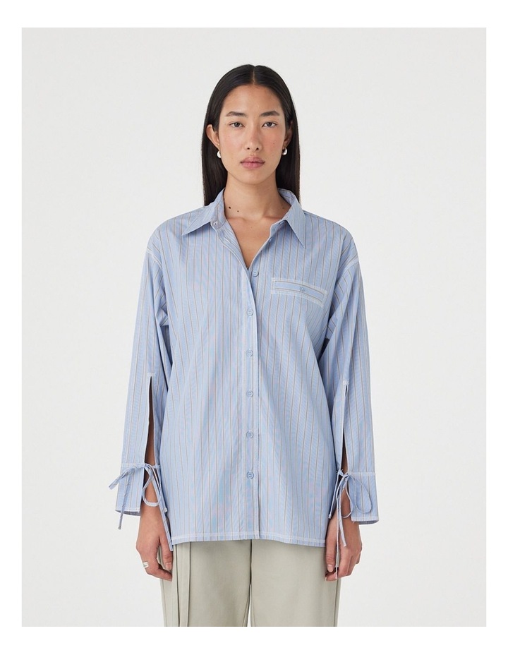 Blair Shirt in Blue Taupe Stripe image 1