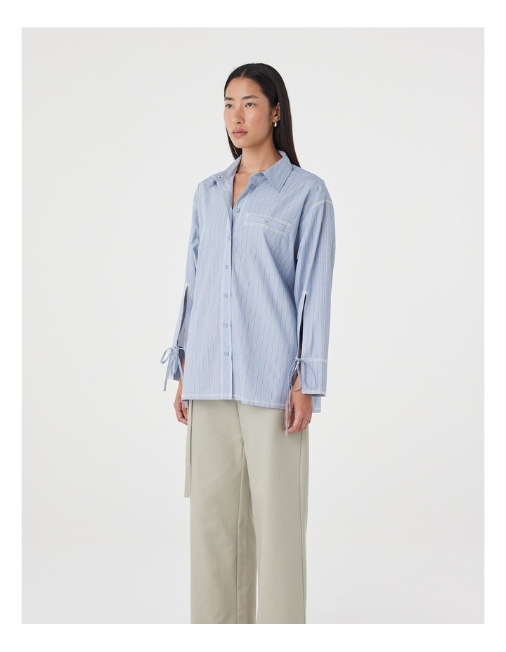Blair Shirt in Blue Taupe Stripe image 3